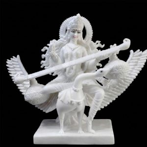 Aligant stone carved lord saraswati playing instrument