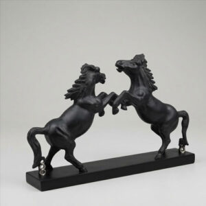 black marble two horses pair sculpture
