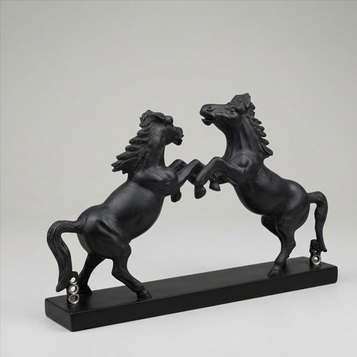black marble two horses pair sculpture