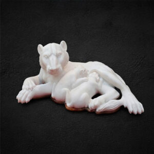 marble lion sculpture pair
