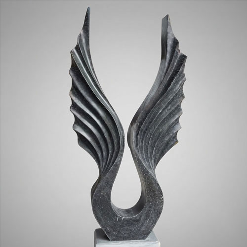 modern arts theme bird wings marble sculpture