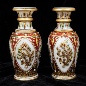 Marble flower pots with gold plating embroidery work