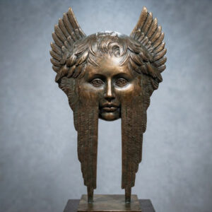 bronze metal decorative face sculpture