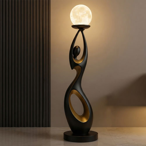 marble decorative lady figure pattern lamp